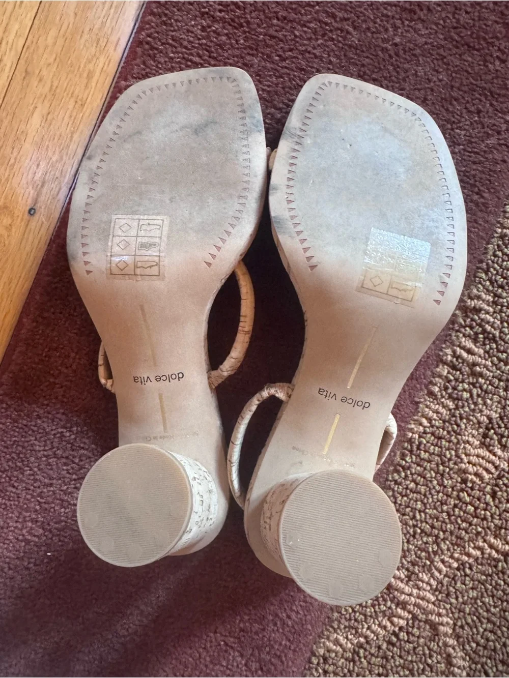 Dolce Vita Natural Cork-Look Double Strap Slide Sandals